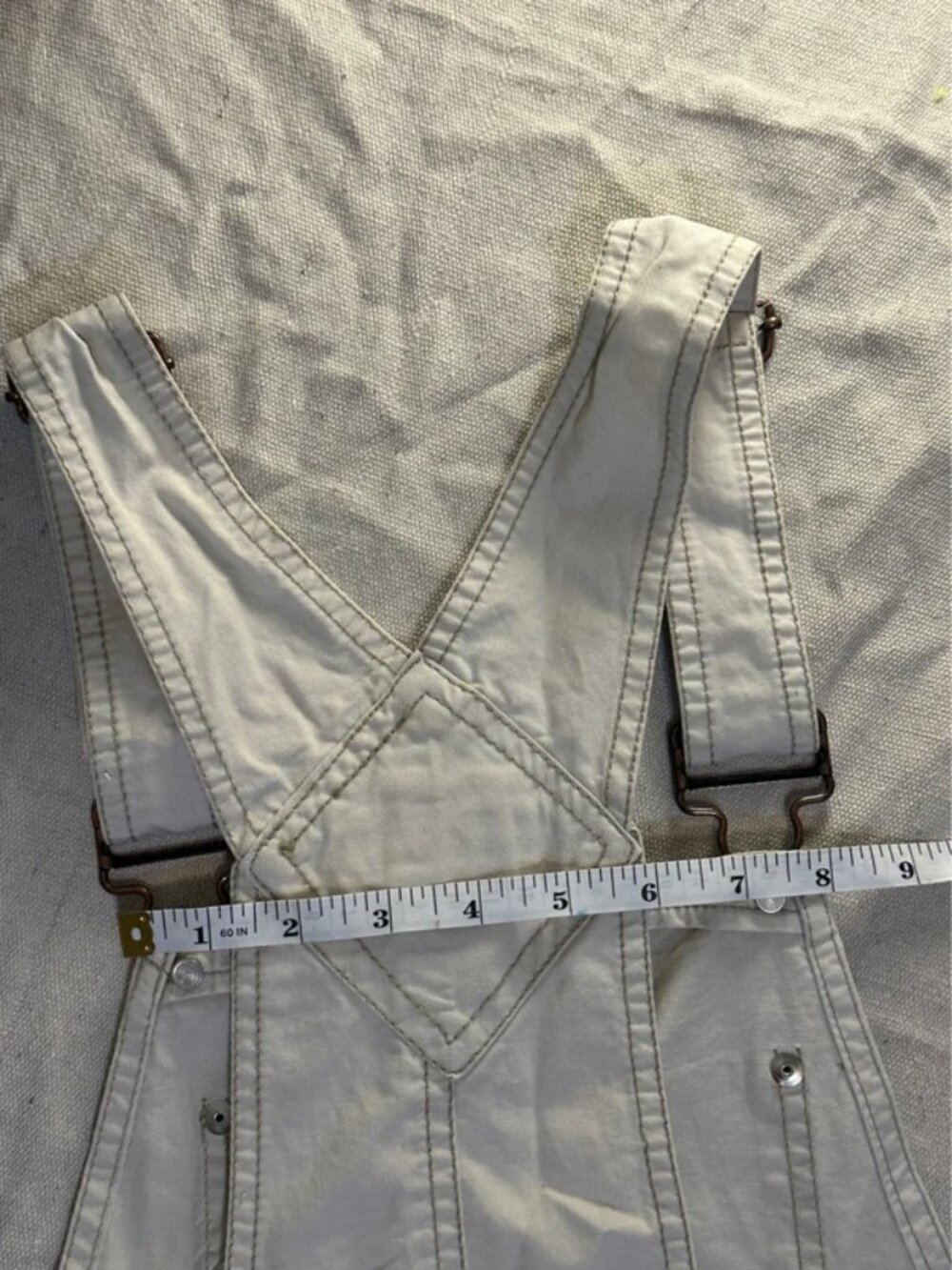 Vintage White/Beige Short Overalls - Picture 5 of 5